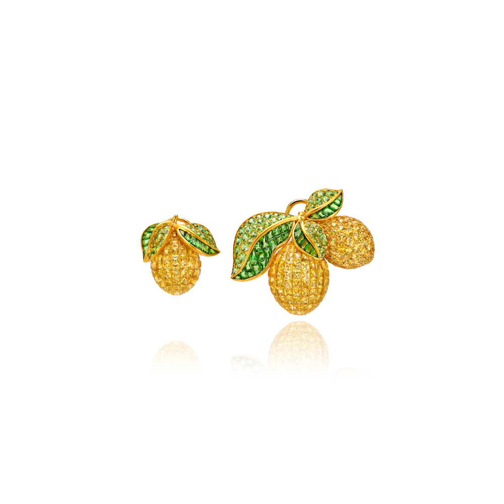 Boucles d'oreilles citrons serti invisible